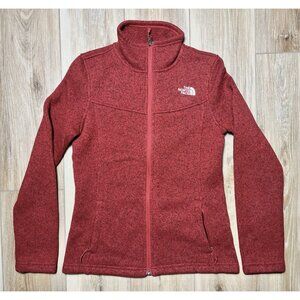 The North Face Crescent Full Zip Up Red Fleece Jacket - Women Size Small
